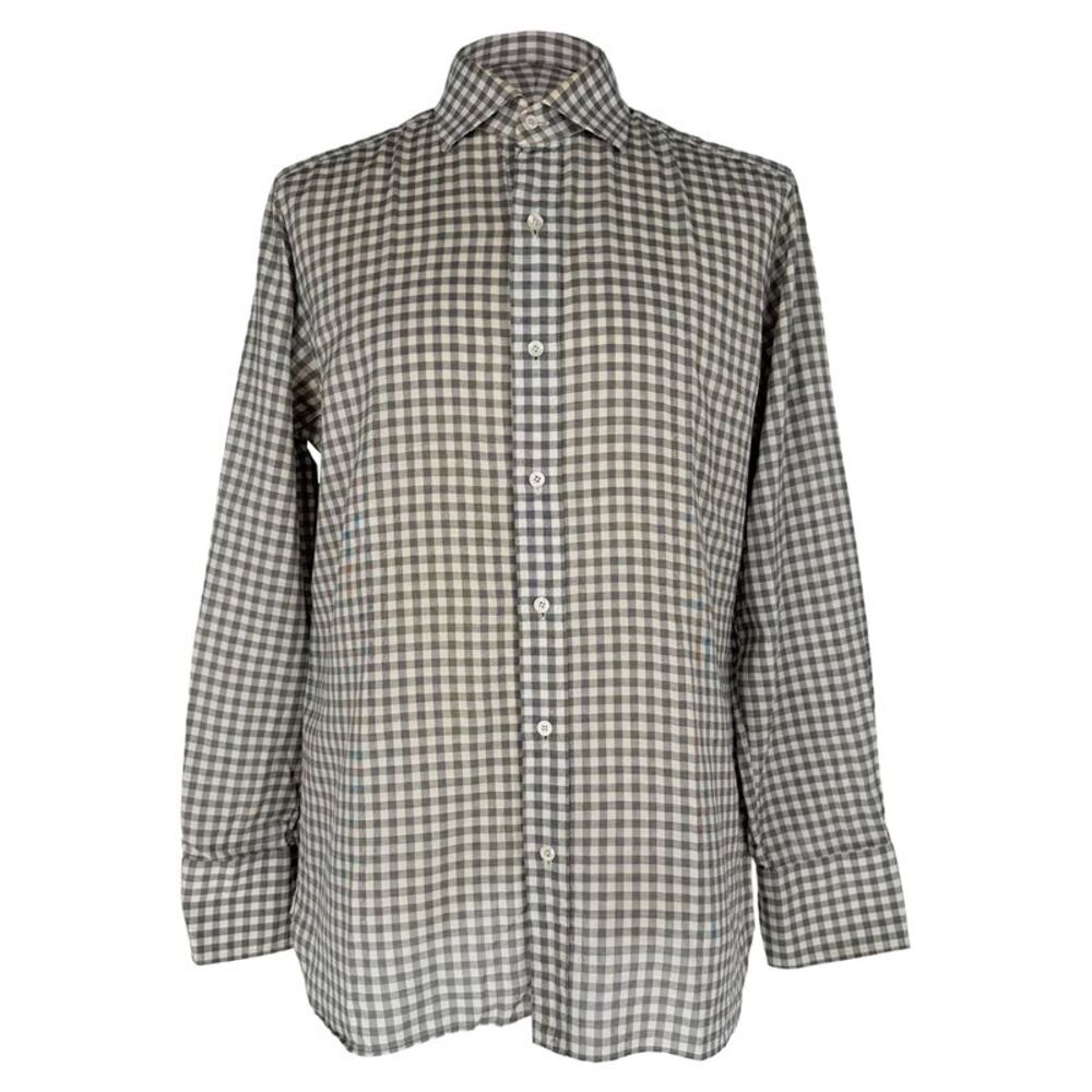 Tom Ford Gingham Button-Down Shirt in Black Cotton
